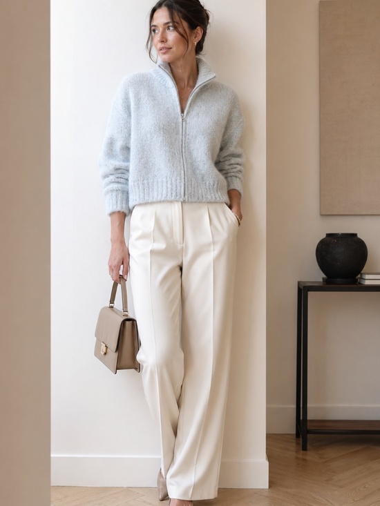 Wilfred Sweaters - Wilfred Free Sweater L Blue Alpaca Merino Wool Zip Up Cardigan